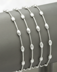 Sterling Silver Diamond-Cut Oval Bead Bracelet