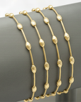 Sterling Silver Gold Plated Diamond-Cut Oval Bead Bracelet