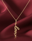 14K Yellow Gold Love Pendant, With 18" Necklace