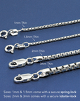 Sterling Silver Italian Box Chains With Diamond-Cut Engravings, With Strong Lobster Lock