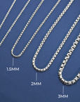 Sterling Silver Italian Box Chains With Diamond-Cut Engravings, With Strong Lobster Lock