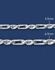 925 Sterling Silver Figarope Milano Italian Chain Necklace