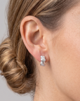 Sterling Silver Twisted Rope CZ Stud Earrings, Pushback