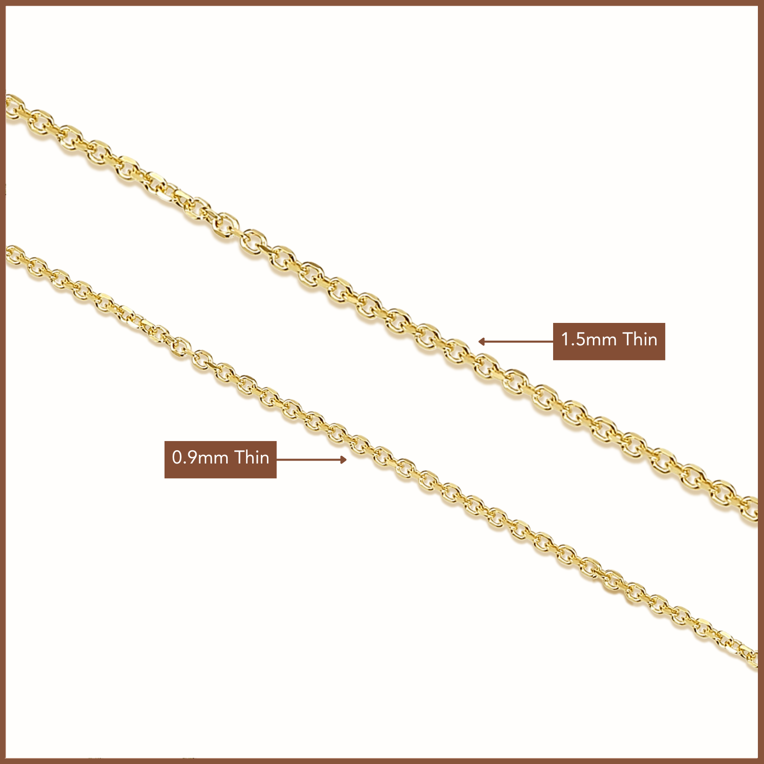 14k Solid Yellow Gold Diamond-Cut Cable Chain, Made in Italy, Necklace 16-18 Inch 0.9mm-1.5mm