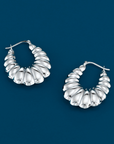 Sterling Silver Croissant Shape Oval Hoop Earrings