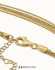 925 Sterling Silver Gold Plated Italian Multi-Row Cable Chain Bracelet, Adjustable 7"-8"