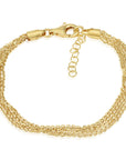 925 Sterling Silver Gold Plated Italian Multi-Row Cable Chain Bracelet, Adjustable 7"-8"