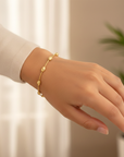 Sterling Silver Gold Plated Diamond-Cut Oval Bead Bracelet