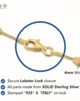 Sterling Silver Gold Plated Diamond-Cut Oval Bead Bracelet