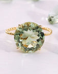 14k Yellow Gold 5 Carat Green Amethyst Gemstone Ring, "Ms. Luscious"