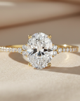 14K Yellow Gold Oval-Shaped Solitaire 1.5 Carat Engagement Ring With Side Stones
