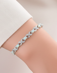 Sterling Silver Fire Opal Bracelet, Infinity Design, Adjustable Opal Bracelet, 6-9 Inch