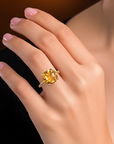 14K Yellow Gold Natural Citrine Gemstone Ring, 5 Carats