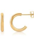 10K Yellow Gold Half Huggie Hoop Earrings, With Secure Pushbacks