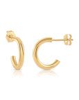 10K Yellow Gold Half Huggie Hoop Earrings, With Secure Pushbacks
