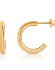 10K Yellow Gold Half Huggie Hoop Earrings, With Screwbacks