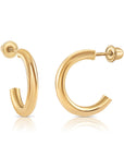 10K Yellow Gold Half Huggie Hoop Earrings, With Screwbacks