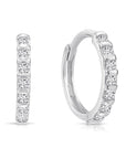 14K White Gold Single Row Lab Diamond Huggie Earrings, 0.14ctw
