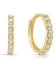 14K Yellow Gold Single Row Lab Diamond Huggie Earrings, 0.14ctw