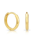 14K Yellow Gold Classy Huggies, Dainty 12mm Gold Earrings