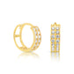 14K Gold Huggie Earrings, Double Row CZ Hoops