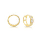 14K Gold Huggie Earrings, Double Row CZ Hoops