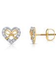 14K Yellow Gold Heart & Ribbon Lab Diamond Studs, 0.20ctw, Screwback