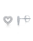 14K White Gold Heart Lab Diamond Studs, 0.25ctw, Screwback