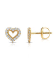 14K Yellow Gold Heart Lab Diamond Studs, 0.25ctw, Screwback