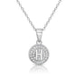 925 Sterling Silver CZ Initial Round Pendant Necklace (Letters A-Z) 16" 18"