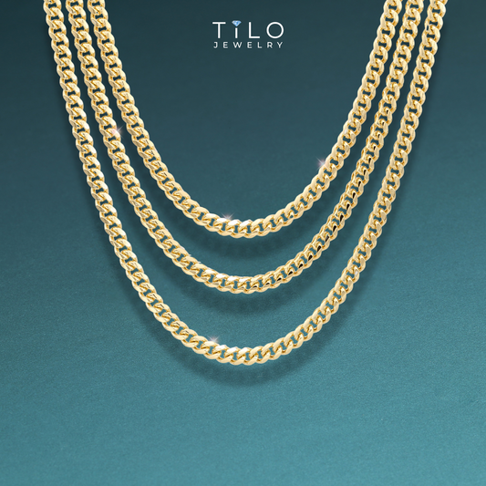 14k Gold Plated 5mm Cuban Chains, Italian 925 Solid Sterling Silver, Strong Lobster Lock