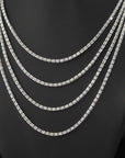Sterling Silver Diamond-Cut Ice Chain Necklace, Pyramid Design