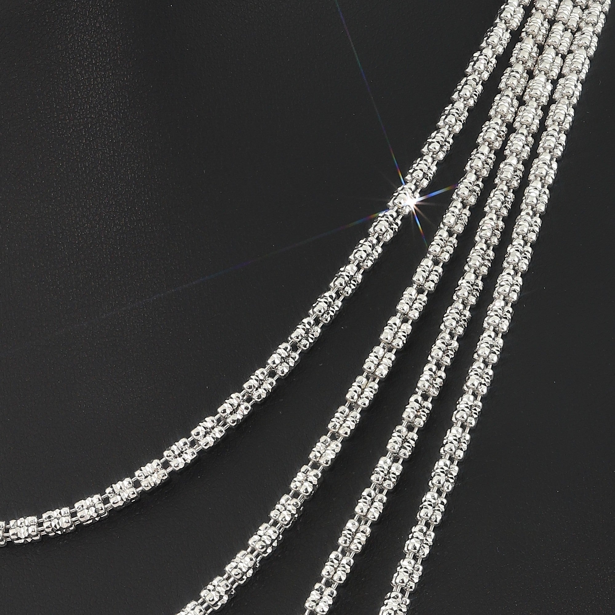 Sterling Silver Diamond-Cut Ice Chain Necklace, Pyramid Design