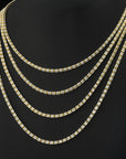 Sterling Silver Two-Tone Diamond-Cut Ice Chain Necklace, Pyramid Design