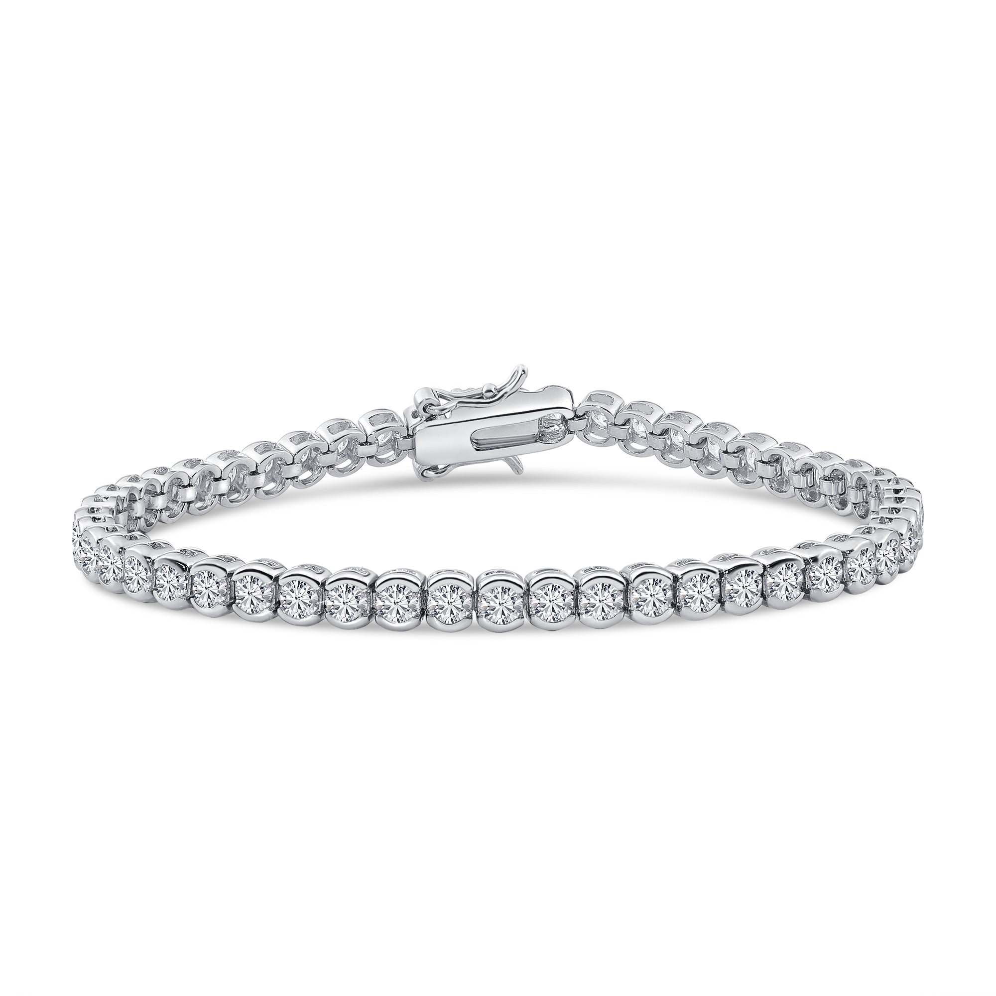 Sterling Silver Simulated Diamond Illusion Set Tennis Bracelet