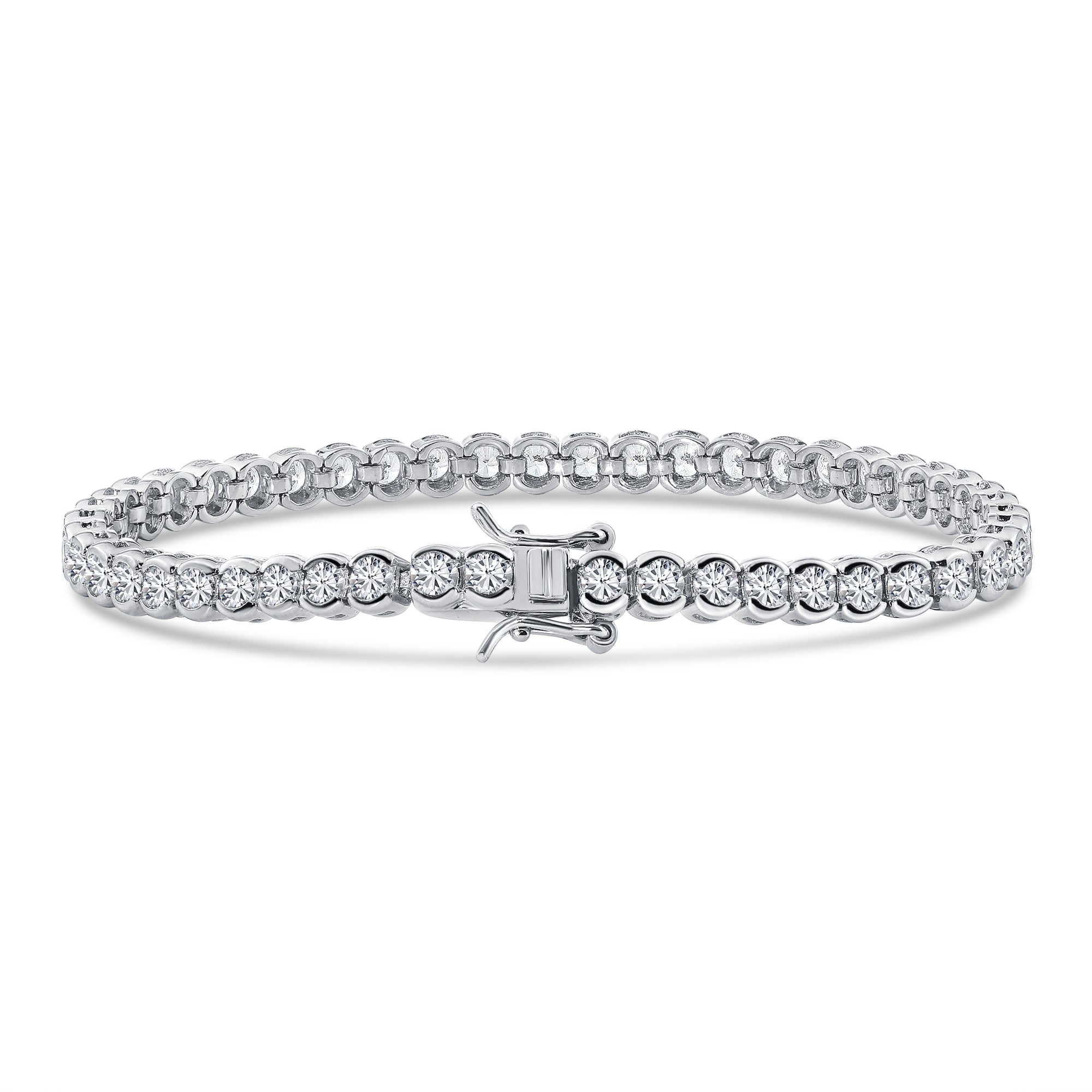Sterling Silver Simulated Diamond Illusion Set Tennis Bracelet