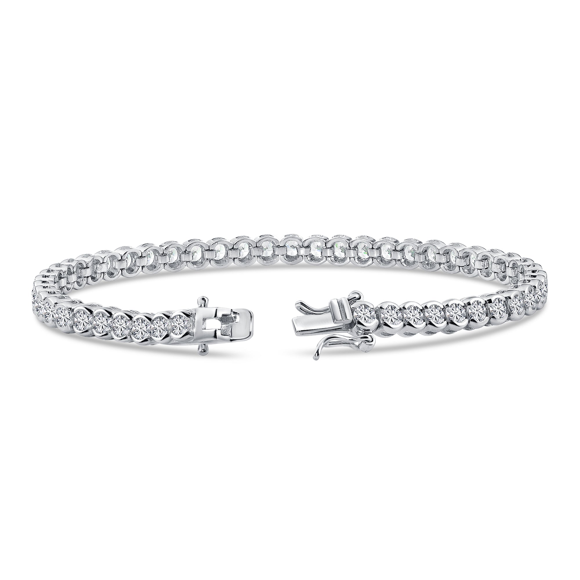 Sterling Silver Simulated Diamond Illusion Set Tennis Bracelet
