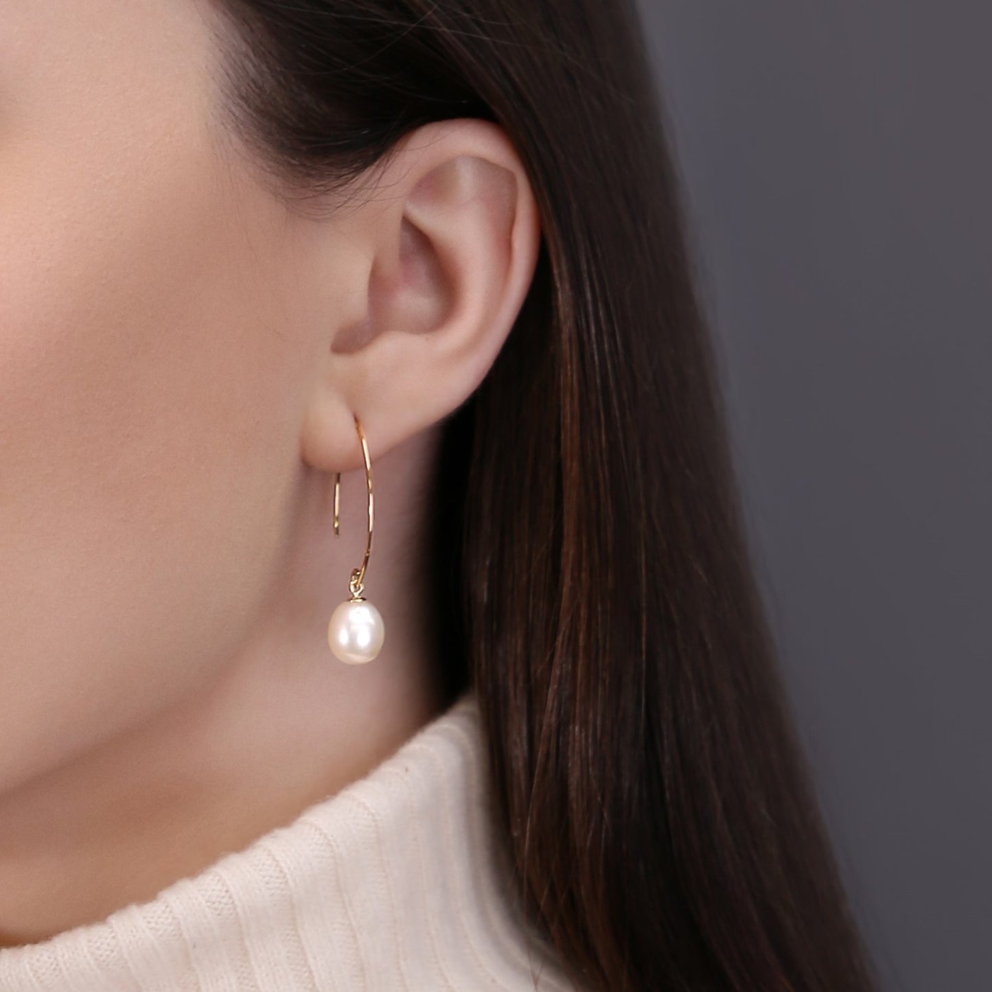 14k Yellow Gold Pearl Drop Earrings