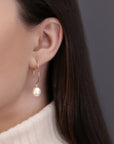14k Yellow Gold Pearl Drop Earrings