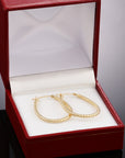 14k Yellow Gold Oval Hoops with Spiral Diamond Cuts, The Twist Collection, 30mm