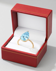 14K Yellow Gold Pear-Cut Sky Blue Topaz Gemstone Ring