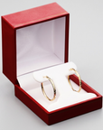 14K Yellow Gold "X Pattern" Diamond-Cut Hoop Earrings