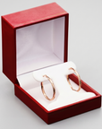 14K Rose Gold Hoop Earrings, Diamond-Cut X-Pattern Design