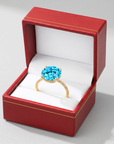 14K Yellow Gold Brilliant-Cut Round Swiss Blue Topaz Gemstone Ring