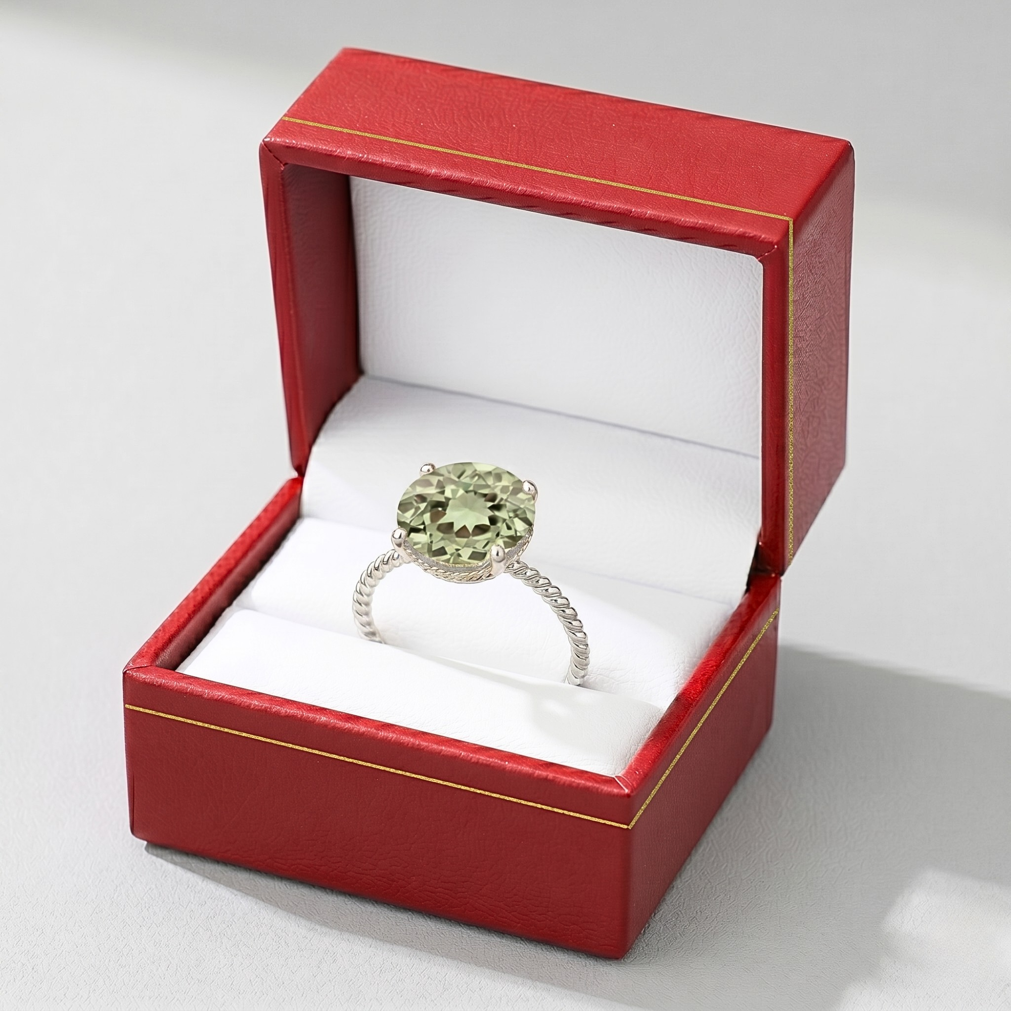 Sterling Silver 5 Carat Green Amethyst Gemstone Ring, "Ms. Luscious"