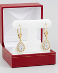 14K Gold Teardrop Earrings, Halo Drop Dangle Earrings With Secure Lever-backs
