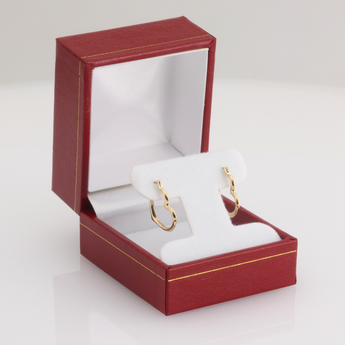 10K Yellow Gold Heart Hoop Earrings