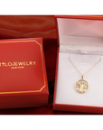 14K Yellow Gold Lab Diamond Tree Of Life Pendant Necklace, 0.10ctw