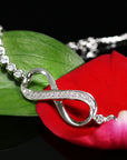 Sterling Silver Simulated Diamond Infinity Bracelet, Adjustable 6-9 inches