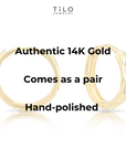 14K Gold Hand Engraved Huggies, Dainty 12mm Gold Earrings